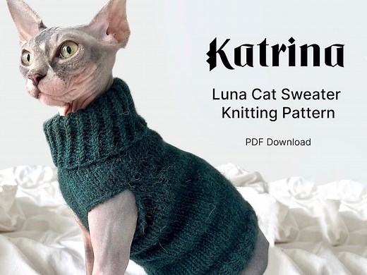 Luna Cat Sweater Knitting Pattern: Beginner Pet Clothes (PDF Download) - Etsy