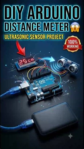 DIY Arduino Distance Meter! 😱 Build Your Own! #Arduino #DistanceMeter #DIY #Electronics #Shorts