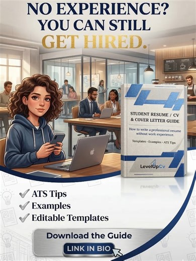 No experience? No problem. Most students get rejected not because they’re not good… but because their resume isn’t written the right way. Recruiters spend 6–8 seconds scanning a resume. If it’s not ATS-friendly, it never even gets seen. This guide shows you exactly how to: Build a professional resume without experience Use ATS-friendly templates Write powerful bullet points recruiters notice Avoid the mistakes that get resumes rejected If you're serious about landing your first job, start here. 