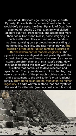 The Great Pyramid is an ancient engineering marvel that continues to baffle experts today. #history #egypt #ancienthistory #archaeology | Make Known