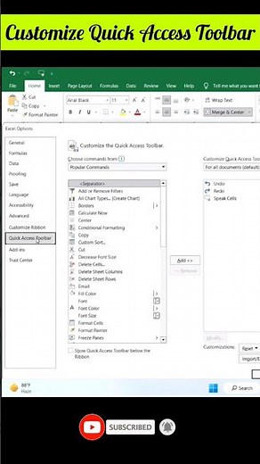 How to Customize Quick Access Toolbar in Excel | Shortcuts in Excel #shorts