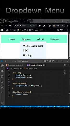How To Create Dropdown Menu Using HTML & CSS | #list #htmlcss #frontenddevelopment #dropdownmenu