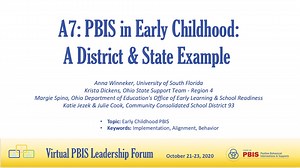 Center on PBIS  |  Video: [Session A7] PBIS Forum 2020: PBIS in Early Childhood: A District & State Example