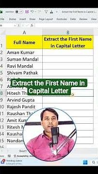 ✅ Extract the First Name in Capital Letter #excelhacks
