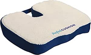 Perfect Cushion Memory Foam & Gel Seat; Quality & Therapeutic Comfort Designed to Cradle & Support Your Body; Built in Carry Handle, Anti-Slip Bottom. Helps relieve Back, Hip & Tailbone Pain- White