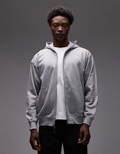 The North Face unisex oversized double zip logo hoodie in grey | ASOS