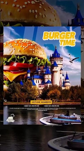 Surreal Burger Castle Poster | "Burger Time" Fantasy Ad