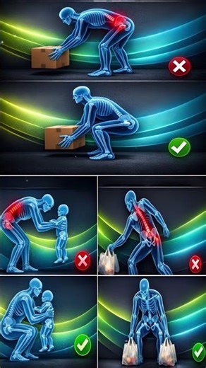 Safer Ways to Lift Heavy Objects 👍 #posture #backhealth #liftingtips #healthytips #wellness