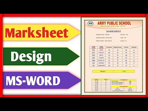 MS Word me Professional Marksheet Design Kaise Banaye | School Marksheet Design in MS Word