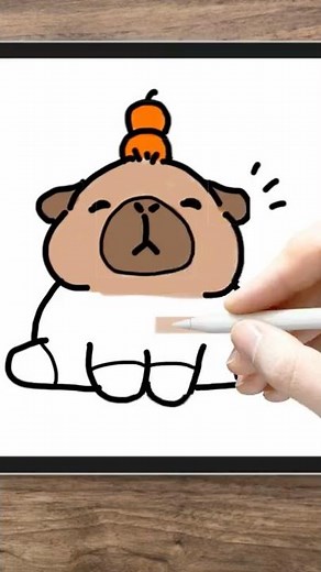 Easy Capybara Drawing with Oranges 🍊🐹 | Learn to Draw Step by Step for Kids | Burrikiki