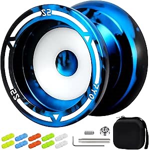 7YO Professional Responsive Yoyo S2, Dual Purpose Yoyo for Kids Beginners, Alloy Metal Yo-yo for Fingerspin DNA Tricks with 10 String, Unresponsive Bearing, Case, Bearing Tools Set