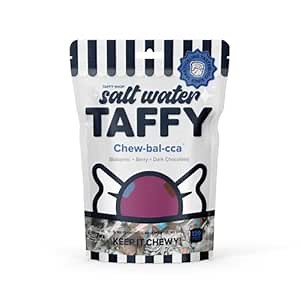 Taffy Shop Chew-bal-cca, Balsamic Berry Dark Chocolate Salt Water Taffy Gourmet Soft Chewy Candy, Bulk Sweet Snack, Fresh Gift & Gluten-Free, 140 Individually Wrapped Pieces (32oz)