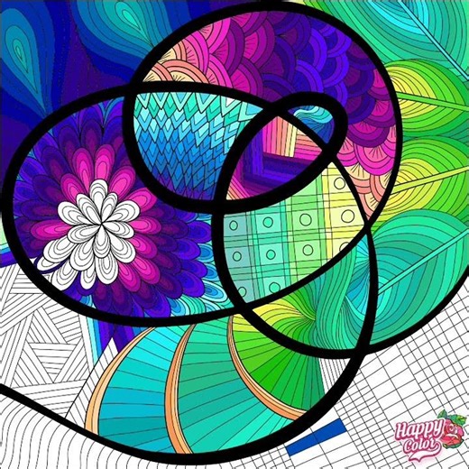 relaxation with color by number, Happy color app, mandala