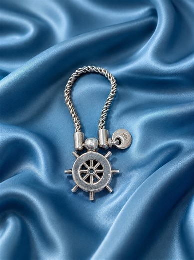 Vintage Sterling Silver (925) Key Chain With a Nautical Steering Wheel Charm. - Etsy