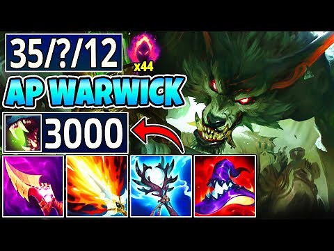 ONE-SHOT FULL AP WARWICK - INSANE BURST 3000 DMG FROM Q (35 KILLS, ~70,000 DMG) - League of Legends