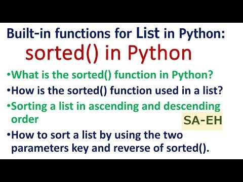 sorted() in Python | List sorted() in Python with examples | CBSE | List built-in functions Python