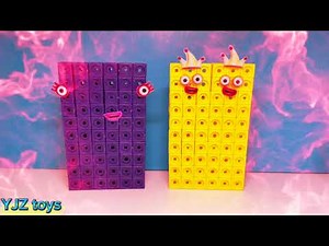 Making numberblocks 50 55 60 64 Building 50-60 club colour math from MathLink Cubes
