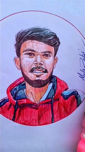 potrait by using only pen 🖊️💫#art #penart #shorts