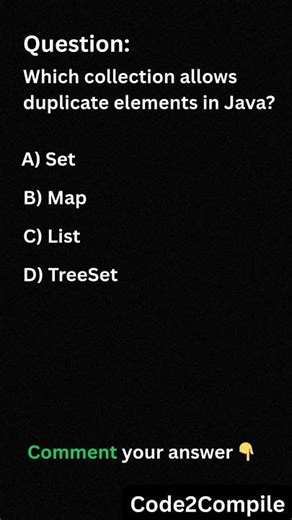 Java Quiz #21❓ Collection with Duplicate Elements | Code2Compile