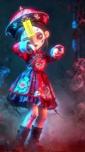 👻 Cute Jiangshi Girl's Spooky Dance Challenge! 3D Animation Shorts #shorts