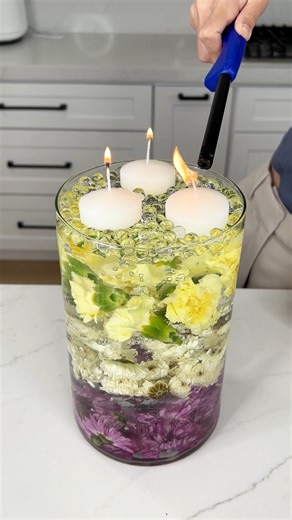 48M views · 514K reactions | Easy floral decor I make a centerpiece with flowers and candles for mother's day. | Justine Kameron | Facebook