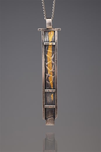 Keum Boo Gold Sterling Silver Pendant Necklace – Geometric Artisan Jewelry - Etsy