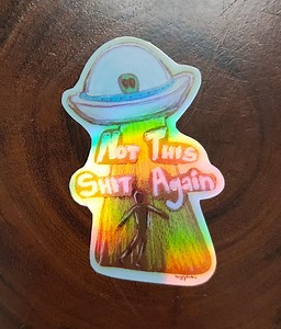Funny Alien Abduction UFO Sticker - Decal for Laptop, Scrapbook, Notebook, Cryptid Sticker, Holographic, Gift for Friends, Funny Gift Ideas - Etsy