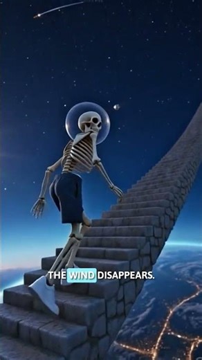 What if Skeleton climbing stairs from earth into space #skeleton #shorts