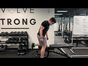 Single leg deadlift with bench support