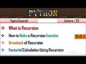Recursion in Python|Lecture 23|factorial using recursion in python