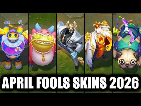 All New April Fools 2026 Skins Spotlight Mordekaiser, Swain, Tahm Kench, Sejuani, Blitzcrank & Vex