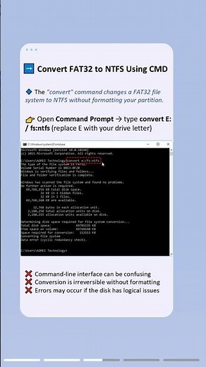 2 Ways to Convert FAT32 to NTFS Without Formatting #ntfs #fat32 #conversion #windows #pctips