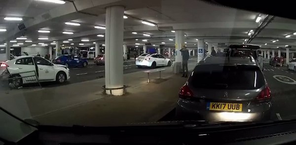 Moment terrifying crash unfolds in Edinburgh Airport car park