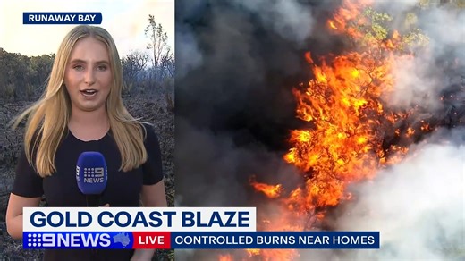 DEVELOPING: Fire crews are right now on the ground, working to control a blaze in a Runaway Bay parkland. #9News | 9 News Gold Coast