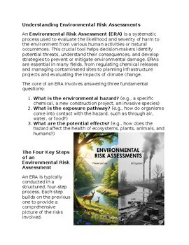 Environmental Risk Assessment Science Worksheet for Sub-Plan & Homework