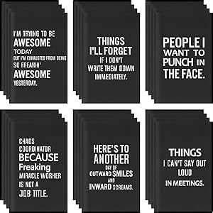 Yeaqee 24 Pad Christmas Employee Gifts Funny Notepads with Sarcastic Sayings Fun Notebooks for Coworker Fun Novelty Humor Note Pad for Office Adult Teacher Desk 4.92 x 3.15 Inch(Black,Humorous)