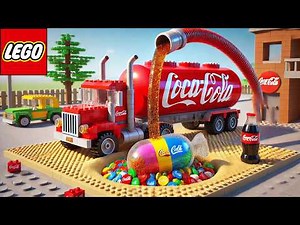 LEGO Tanker Truck Explodes After Coca Meets Mentos Sand!