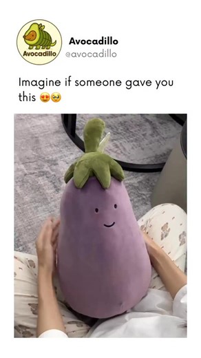 Avocadilo on Instagram: "“why is this eggplant plushie cuter than my entire personality 🍆😭” soft, squishy, and mildly inappropriate depending on who sees it. this cute eggplant plushie is the emotional support veggie you didn’t know you needed. perfect for gifting or over-sharing in your living room. would you hug it or blush first? 😂👇 #eggplantplushie #funnygiftideas #cuteplushielife #weirdbutcute #plushiecollector #cozyvibesonly #softtoychaos"