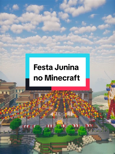 Vila Junina inspirada em Olinda no Minecraft