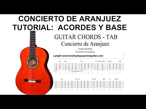 Tutorial Concierto de Aranjuez en guitarra. TAB y Acordes al final del vídeo