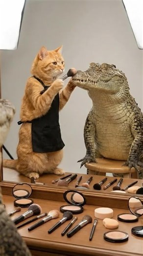 Adorable Cat Assists Crocodile in Date Preparation