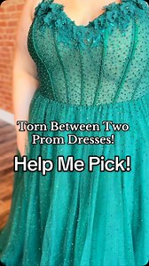 5.3K views · 4.5K reactions | Which prom dress should she pick! Both great choices! ✨ #wildrosebridal #effingham #prom #promvid #prom2025 #promdress #curvy #promtok #formal #formaldress #printeddress #dressinspo | Wild Rose Bridal Effingham | Facebook