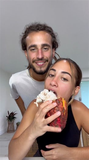 Join us as we eat cacao! 🍫🤎 #fyp #cacao #fruit #asmr #eating #couple