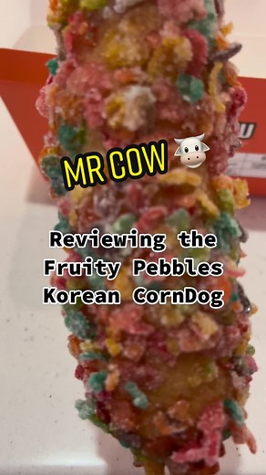 trying fruity pebbles corn dog at Mr Cow 🐮 definitely going back!! #mrcow #fruitypebbles #koreanfood #korean #koreancorndog #corndog #cereal #delicious #trending #review #reviewing #musttry #food #foodtiktok #tiktok #try #fyp #foryou #foryoupage #viral #viralvideo #viraltiktok #giosweetfood