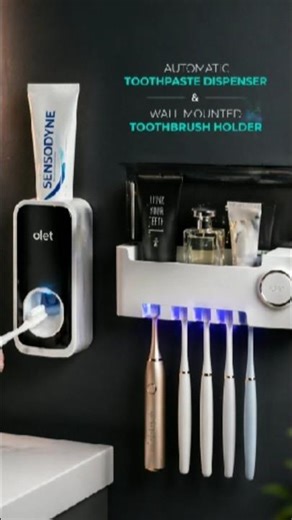 Automatic Toothpaste Dispenser & Wall Mounted Toothbrush Holder.