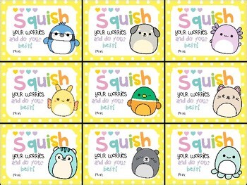 Squishmallow Testing Motivation Gift Tag- Squish your worries and do your best!