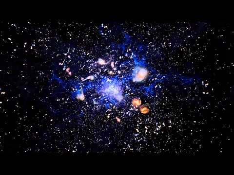 Artist’s impression of a protocluster forming in the early Universe