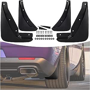 WildWell Mud Flaps Splash Guards for 2015-2024 Dodge Challenger Accessories Replace OEM # 82214141 82214142, Challenger Front & Rear Fender Flaps 4Pcs Black
