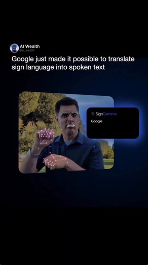 Ai l Business l Technology on Instagram: "Google DeepMind just unveiled SignGemma — their most capable open AI model for translating sign language into spoken text. It joins the Gemma family later this year, pushing the boundaries of inclusive technology. Like this content? Follow us for more! 🤖@ai_wealth 🚀@ai_wealth 🔥@ai_wealth _______ DM for credit or removal request (no copyright intended) ©️ All rights and credits reserved to the respective owner(s) - - - - - Hey there, just a heads up ab
