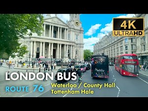 London Bus Ride, Route 76, Double Decker, 4K Virtual Tour.